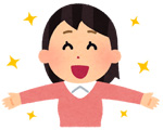美顔鍼の効果に喜ぶ女性イラスト